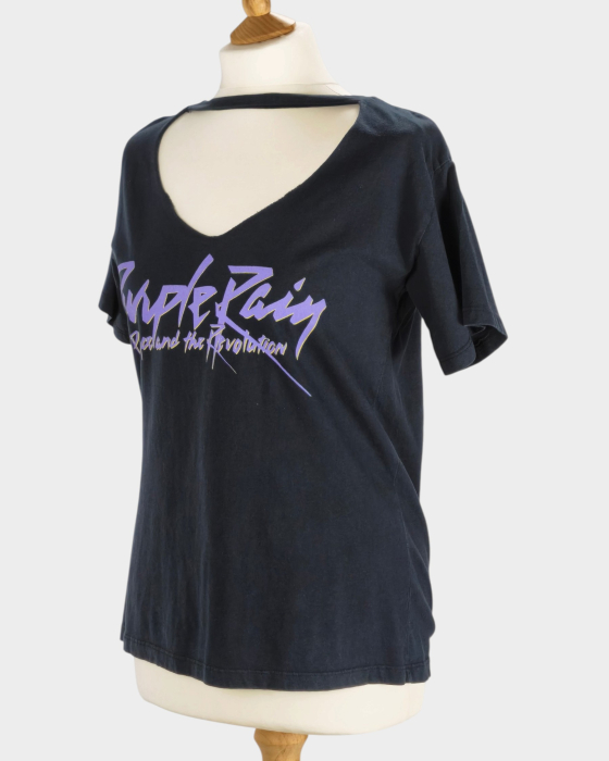 Tricou Prince Purple Rain negru bumbac imprimeu față-verso S–M [2]
