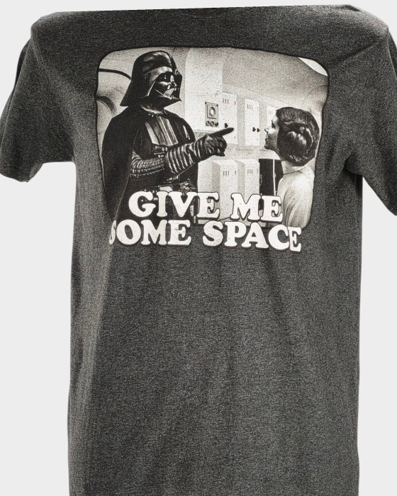 Tricou gri melanj Star Wars Darth Vader Leia Give Me Some Space [2]