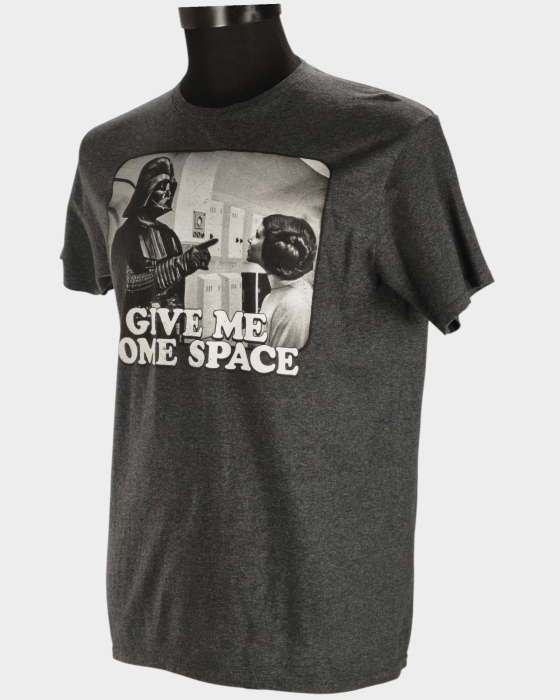 Tricou gri melanj Star Wars Darth Vader Leia Give Me Some Space [3]