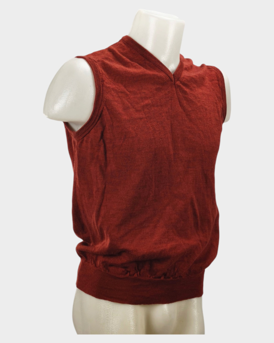 Vestă Warren & Parker burgundy din lână merinos extrafină [4]