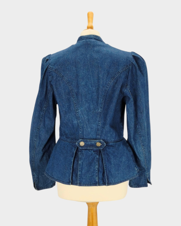 Blazer denim stil austriac cu peplum și umeri bufanți [2]
