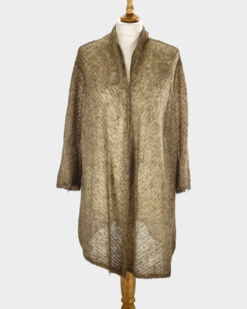 Femei - Blazer Eileen Fisher bej auriu din blend de mohair și lână