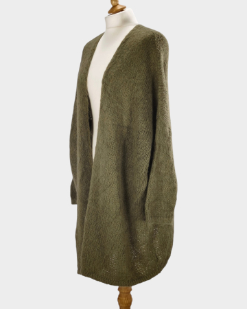 Blazer tricotat kaki din blend de mohair Made in Italy [1]