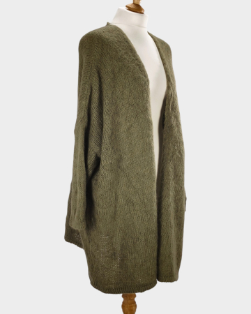 Blazer tricotat kaki din blend de mohair Made in Italy [3]