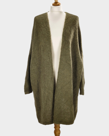 Blazere și jachete - Blazer tricotat kaki din blend de mohair Made in Italy