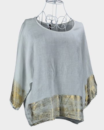 Bluze și cămăși - Bluza-alba-DIP-100-in-detalii-aurii-Made-in-Italy-Caramia