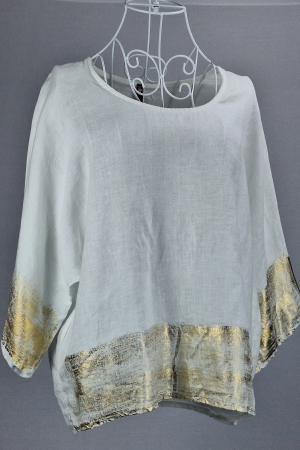 Femei - Bluza-alba-DIP-100-in-detalii-aurii-Made-in-Italy-Caramia