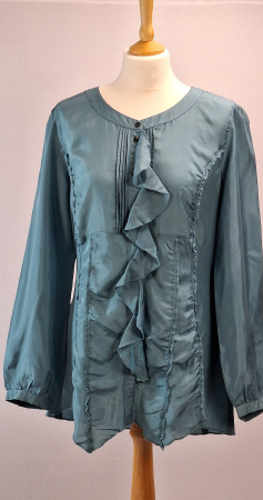 Femei - bluza-biba-matase-naturala-albastru-petrol-volane-caramia