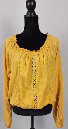 Bluze și cămăși - Bluză boho Mister Lady galben muștar din vâscoză și bumbac mărimea 42 XL