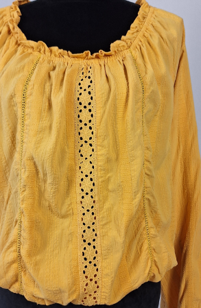 Bluză boho Mister Lady galben muștar din vâscoză și bumbac mărimea 42 XL [2]