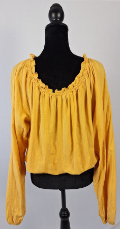 Bluză boho Mister Lady galben muștar din vâscoză și bumbac mărimea 42 XL [4]