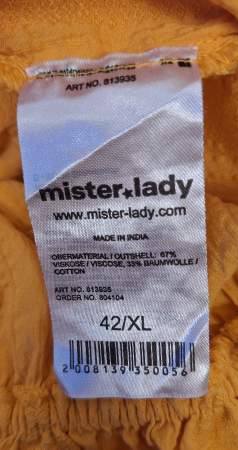 Bluză boho Mister Lady galben muștar din vâscoză și bumbac mărimea 42 XL [6]