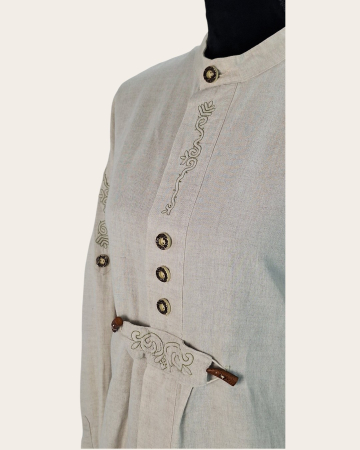 Bluză Distler Original grej cu broderie și nasturi din lemn mărime XL [1]