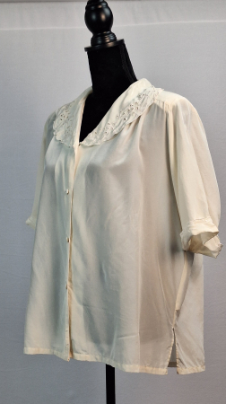 Bluză vintage din mătase naturală 100% ivory cu guler brodat [1]