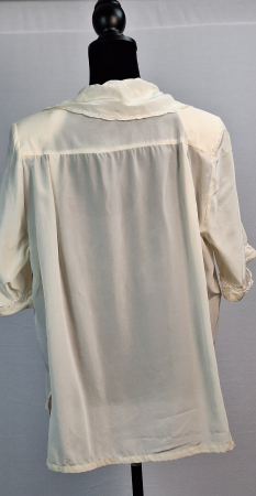 Bluză vintage din mătase naturală 100% ivory cu guler brodat [3]