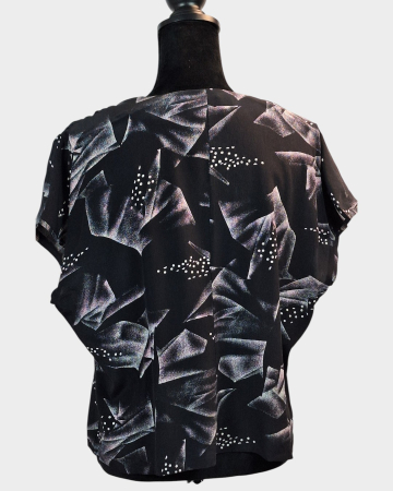Bluză vintage Hofel 100% mătase naturală cu închidere dublă și imprimeu abstract [2]