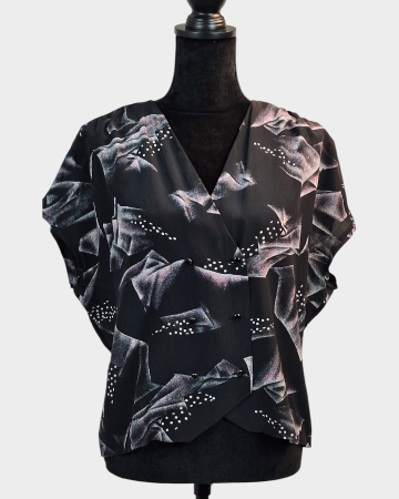 Bluze și cămăși - Bluză vintage Hofel 100% mătase naturală cu închidere dublă și imprimeu abstract