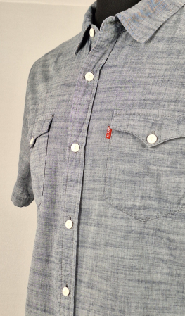 Cămașă bărbătească Levi's 100% bumbac gri chambray cu mânecă scurtă [1]
