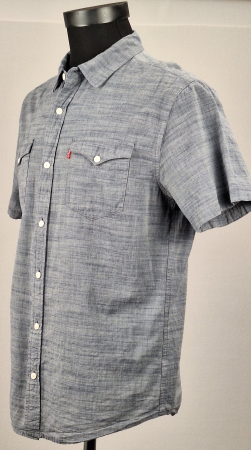 Cămașă bărbătească Levi's 100% bumbac gri chambray cu mânecă scurtă [2]