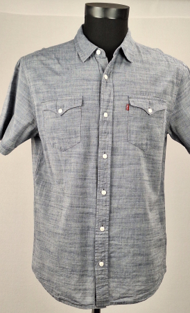 Bărbați - Cămașă bărbătească Levi's 100% bumbac gri chambray cu mânecă scurtă