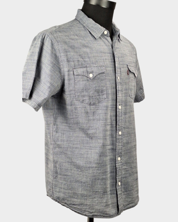 Cămașă bărbătească Levi's 100% bumbac gri chambray cu mânecă scurtă [4]