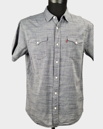 Cămăși - Cămașă bărbătească Levi's 100% bumbac gri chambray cu mânecă scurtă