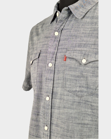 Cămașă bărbătească Levi's 100% bumbac gri chambray cu mânecă scurtă [1]