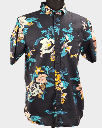 Cămăși - Cămașă bărbătească Vans din bumbac cu imprimeu floral și mânecă scurtă