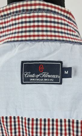 Cămașă premium Conte of Florence din bumbac în carouri roșu bleumarin [4]