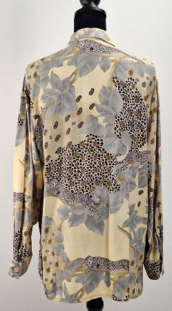 Camasa dama imprimeu leopard si motive botanice crem [3]