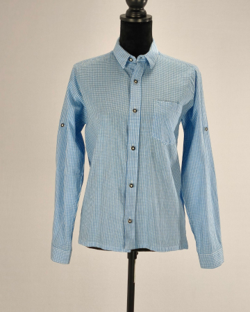 Bluze și cămăși - Camasa-dama-Isar-Trachten-bumbac-bleu-carouri-marime-S-Caramia