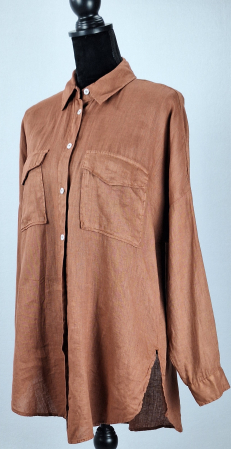 Caramia – Cămașă Zara 100% in maro coniac oversized [1]
