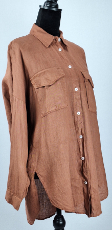 Caramia – Cămașă Zara 100% in maro coniac oversized [3]