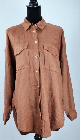 Femei - Caramia – Cămașă Zara 100% in maro coniac oversized