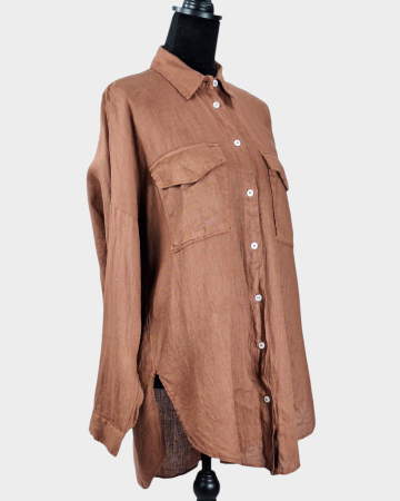 Caramia – Cămașă Zara 100% in maro coniac oversized [3]