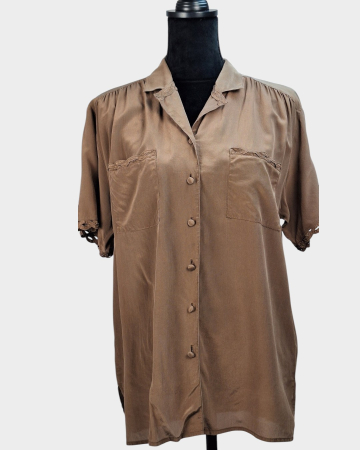 Bluze și cămăși - Cămașă COOCOON Rome Italy din mătase naturală 100% mocha taupe