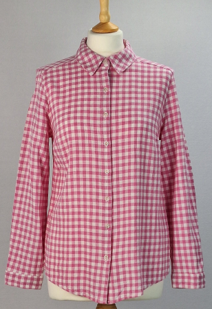 Femei - Cămașă Grae Linen roz din in și vâscoză cu carouri gingham mărime S