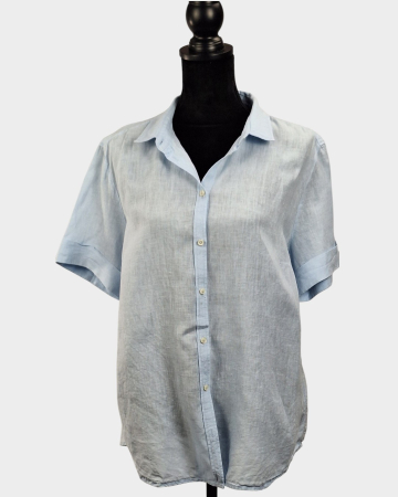 Bluze și cămăși - Cămașă Marc O'Polo 100% in bleu cu mânecă scurtă