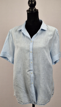 Bluze și cămăși - Cămașă Marc O'Polo 100% in bleu cu mânecă scurtă