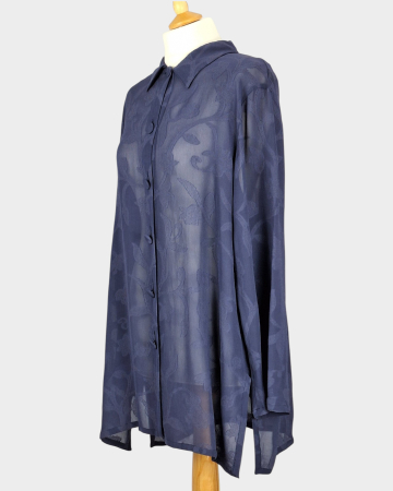 Cămașă Marina Rinaldi Basic jacquard floral din blend de vâscoză [1]