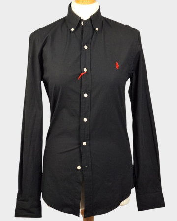 Bluze și cămăși - Cămașă Polo Ralph Lauren Slim Fit neagră din bumbac cu elastan