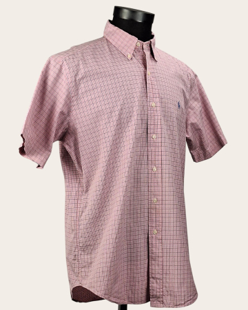 Cămașă Ralph Lauren Classic Fit bumbac în carouri roz bleu și alb [3]