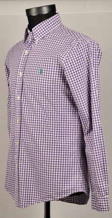 Cămașă Ralph Lauren Custom Fit în carouri mov din bumbac [2]