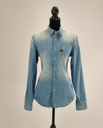 Bluze și cămăși - Camasa-unisex-G-Star-RAW-100-bumbac-denim-bleu-capse-Caramia
