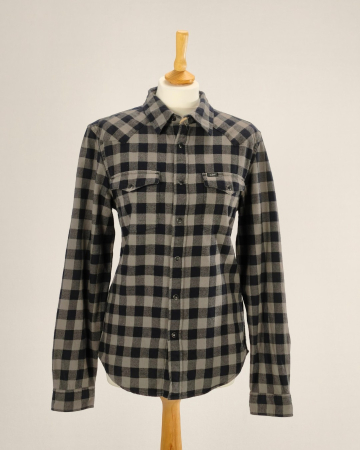 Bluze și cămăși - Camasa-unisex-Lee-100-bumbac-carouri-gri-negru-capse-Caramia