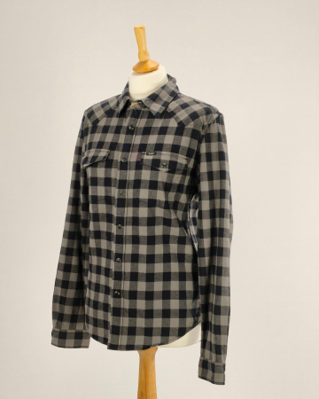 Camasa-unisex-Lee-100-bumbac-carouri-gri-negru-capse-Caramia [1]