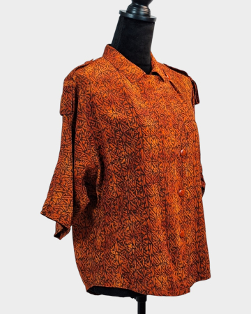 Cămașă Ellen Tracy din mătase naturală 100% cu imprimeu terracotta [3]