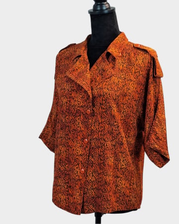 Cămașă Ellen Tracy din mătase naturală 100% cu imprimeu terracotta [2]