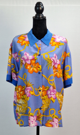 Bluze și cămăși - Cămașă vintage tropicală din 100% mătase naturală