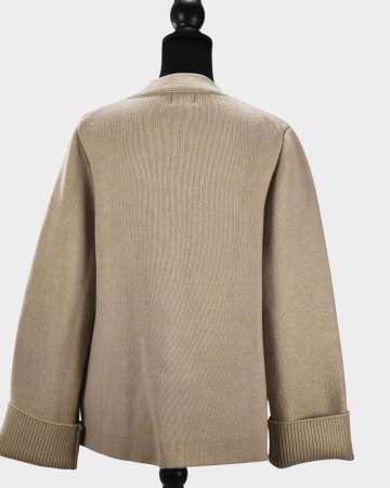 Cardigan bej 100% lână nasturi buzunare M–L [2]